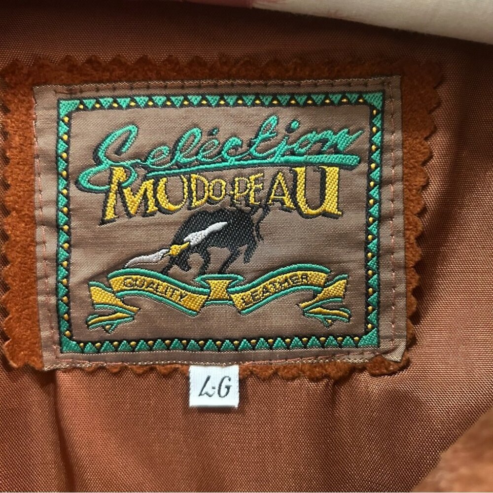 Tan Suede Fringed Jacket size Large - Picture 3 of 9